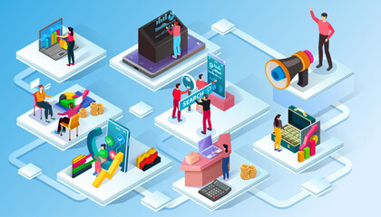 Fototapeta premium Business isometric illustration.