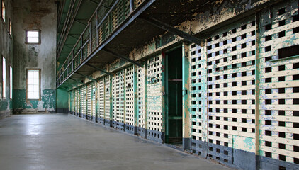 Cellblock at the old Idaho State Penitentiary in Boise, Idaho, US. - 392982069