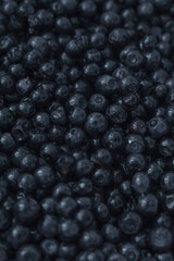 Fresh Bilberries. Close-up background. blueberries, background of berries, top view