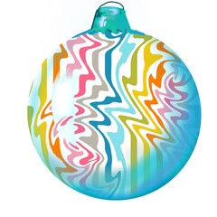 Holiday  ornament Christmas tree balls with unique painted swirled abstract flowing design of inks and paints
