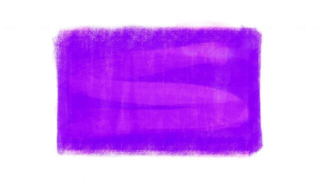 Messy purple painted canvas, stop motion animation on a white background
