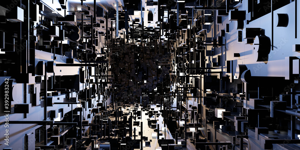 Poster abstract data technology science computer surface 3d render illustration background