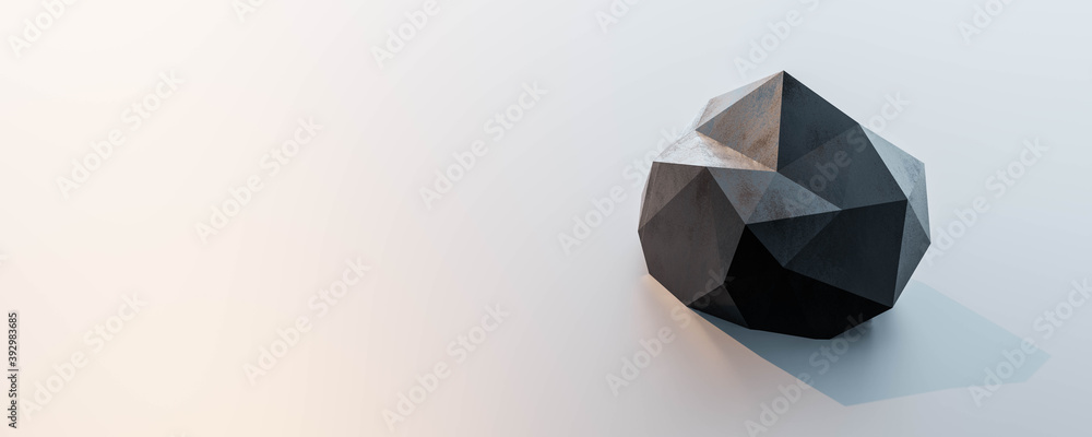 Aufkleber abstract shape minimalistic futuristic landscape with polygon trinagular metal shape 3d render illus