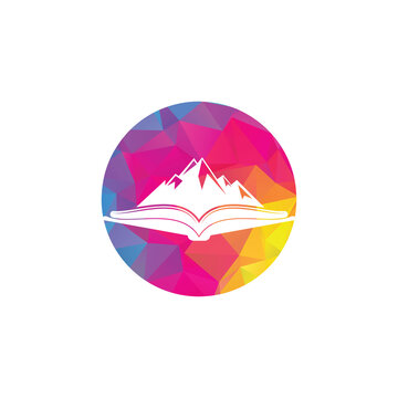 Mountain Book Vector Logo Design. Nature And Bookstore Symbol Or Icon.