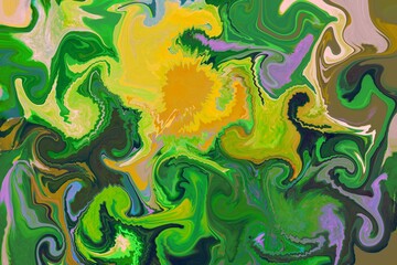 Abstract swirl marble paint fluid movement background of vibrant colors, inks, flowing paints.