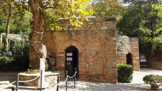 House of Virgin Mary. The House of the Virgin Mary is a Catholic shrine located on Mt. Koressos in the vicinity of Ephesus, 7 kilometres from Sel&ccedil;uk in Turkey. 