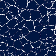 Cracks seamless pattern. Blue background. Crack marble texture. Abstract grunge urban effect. Contemporary cracked texture. Modern stylish crackle design for prints. Distressed cracking. Vector 
