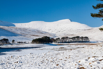 Snow covered Pen-y-Fan mountain in the Brecon Beacons