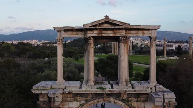 Hadrian's Arch in Athens, aerial