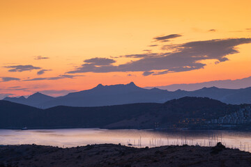 Cityscape of Bodrum at sunset