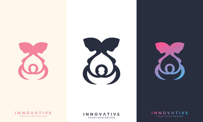 Pregnant women Yoga logo design, symbol vector illustration design template
