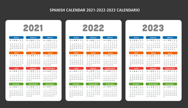 Spanish calendar 2021-2022-2023 vector template