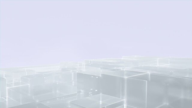Futuristic, High Tech, white animated platform background, with network lines conveying a connectivity concept. 3D render