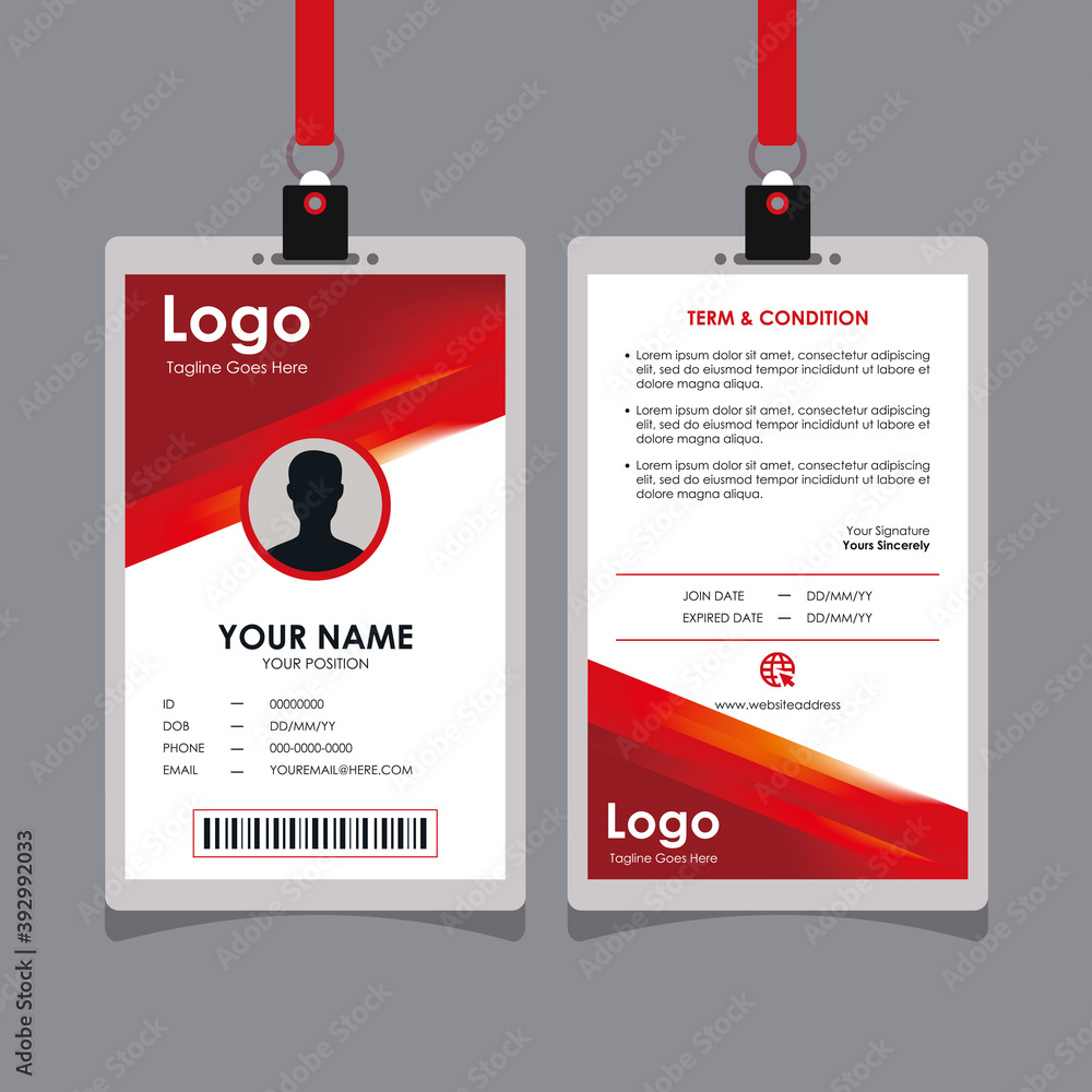 Poster abstract smooth red elegant id card design with blurry mesh background element, professional identit