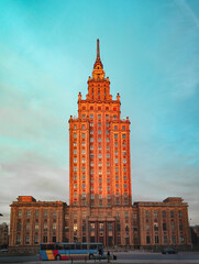 Obraz premium Buidling of the Latvian Academy of Sciences at sunset, Riga, Latvia.