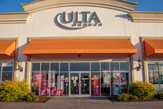General view of the Ulta Beauty sign under blue skies on November 15, 2020 in Huntsville, Alabama