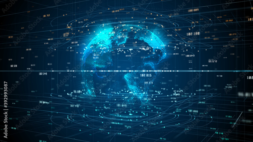 Poster technology network data connection, digital network and cyber security concept, global network 5g hi