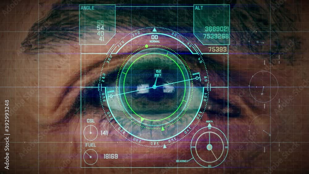 Aufkleber digital graphic display scanning eye ball futuristic concept with 3d rendering.
