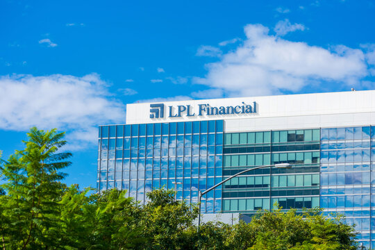 LPL Financial sign logo on the modern office building of LPL Financial Holdings Inc company - San Diego, California, USA - 2020
