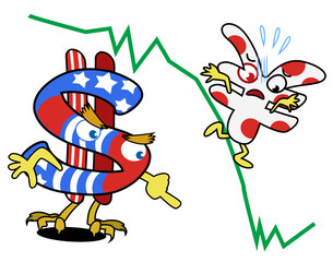 円とドルの擬人化-下降