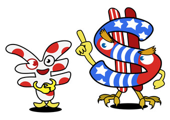 円とドルの擬人化-ポイント