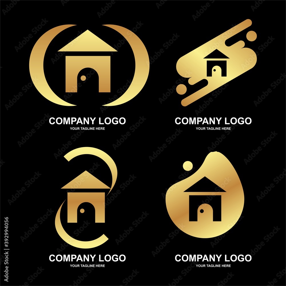 Aufkleber creative home logo design idea. easy to edit with vector file. elegant looking with gold color. can 