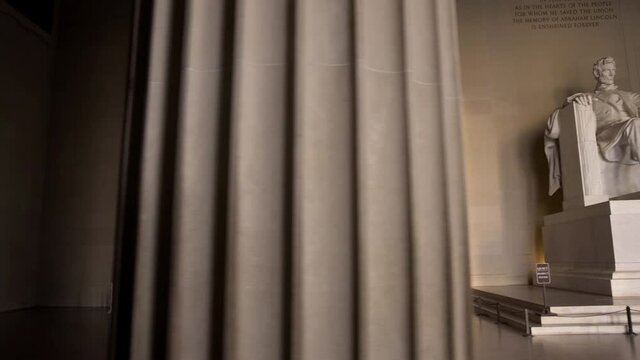 Tracking Shot of the Lincoln Statue in the Lincoln Memorial Empty