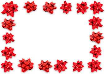 Fototapeta na wymiar Red gift bow A3 border on a white background