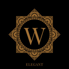 elegant letter W mandala logo template