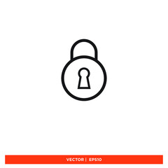 Icon vector graphic of padlock, lock, good for template web app etc