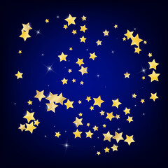 Golden Elegant Stars Vector Blue Background. 