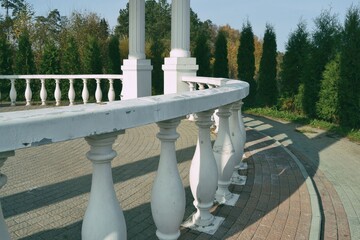 Rotunda elements in Demino Park, Rybinsk, Russia, October 3, 2020