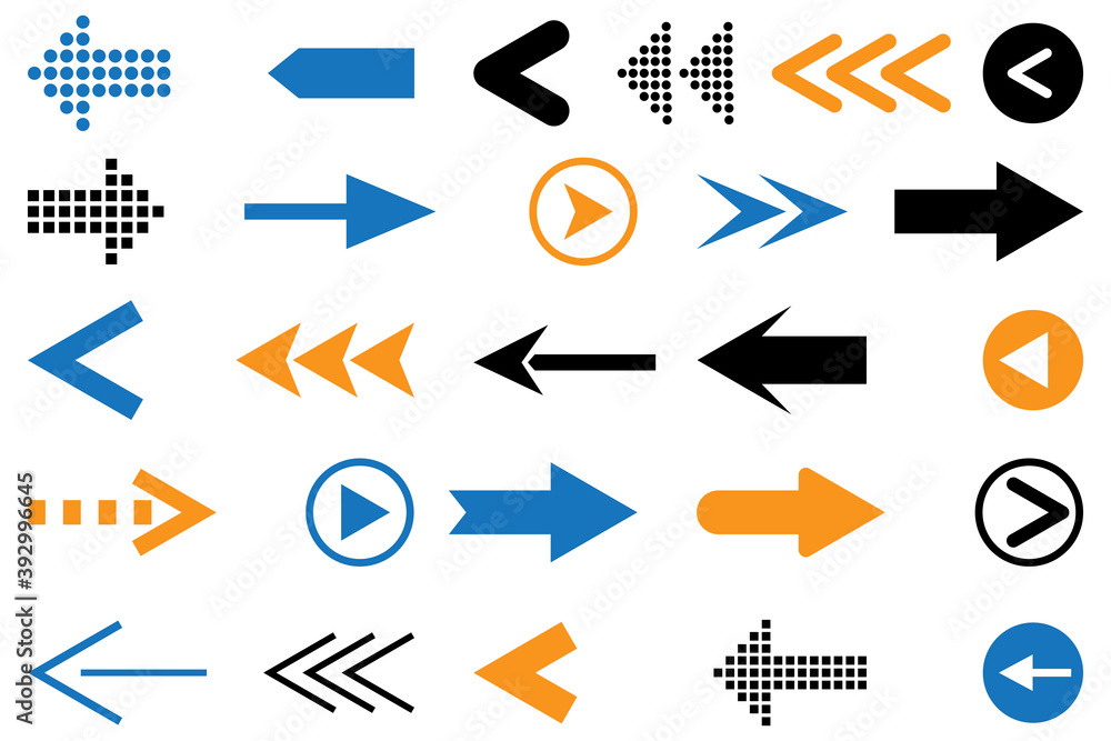 Poster set arrow icon. cursor sign. graphic element vector. pointer icon. illustration for web design. stoc