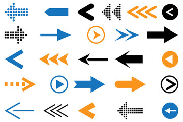Set arrow icon. Cursor sign. Graphic element vector. Pointer icon. Illustration for web design. Stock image. EPS 10.