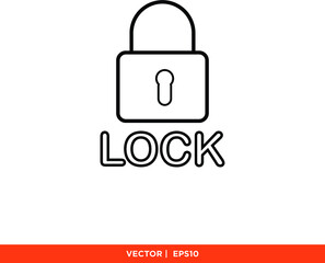 Icon vector graphic of padlock, lock, good for template web app etc