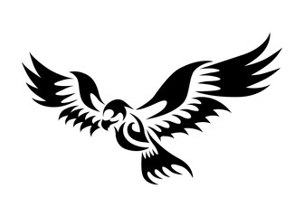Line art vector illustration of hawk that is flying