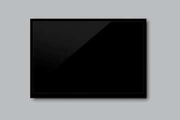 Abstract banner with black rectangle on dark background. Blank screen isolated. Abstract geometric background. Stock image. EPS 10.