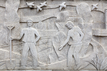 Obraz premium Chinese Ancient Wall Carving Art in Parks, Shijiazhuang City, Hebei Province, China