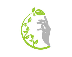 Nature tree with hand care logo