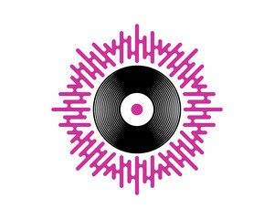 Vinyl record in the circle sound wave