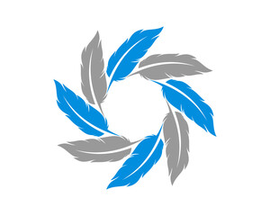 Circular feather with blue and gray color
