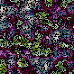 Green purple violet moss shapes, abstract colorful mosaic