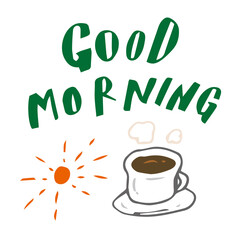 GOOD MORNING おはようございます　ロゴ　見出し　メッセージ
