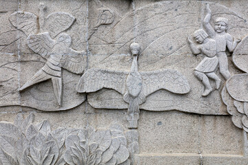 Chinese Ancient Wall Carving Art in Parks, Shijiazhuang City, Hebei Province, China