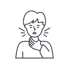 Sore throat icon, linear isolated illustration, thin line vector, web design sign, outline concept symbol with editable stroke on white background.