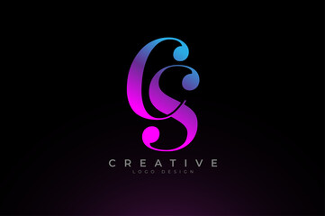 Abstract initial letter C and S logo, Blue Red Gradient light  text effect, usable for branding and business logos, Flat Logo Design Template, vector illustration