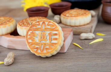 Moon cakes for Chinese traditional festival Mid-Autumn Festival