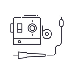 Soldering iron icon, linear isolated illustration, thin line vector, web design sign, outline concept symbol with editable stroke on white background.