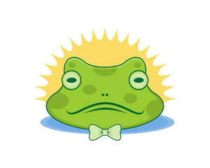 Swimming frog with sunrise behind