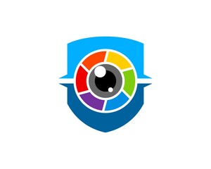 Shield with rainbow lens camera inside